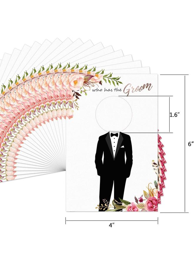 ألعاب حفل زفاف زهرية - بطاقات المشاهير للعريس القابلة للخدش لـ 48 ضيفًا - أفكار ألعاب حفلات العزوبية المضحكة - وردي ذهبي أبيض - Image 3