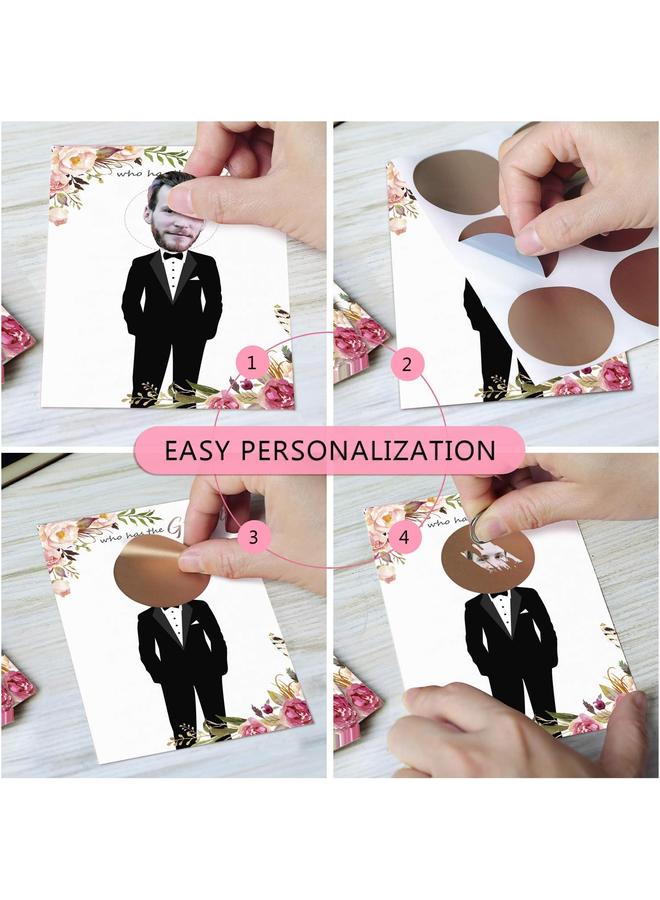 ألعاب حفل زفاف زهرية - بطاقات المشاهير للعريس القابلة للخدش لـ 48 ضيفًا - أفكار ألعاب حفلات العزوبية المضحكة - وردي ذهبي أبيض - Image 4