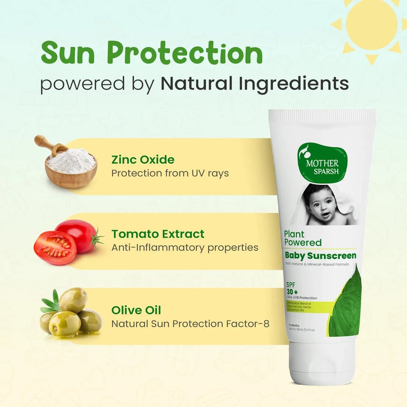 Mother Sparsh Plant Powered Baby Skin Sunscreen Lotion - 100gm - Image 4