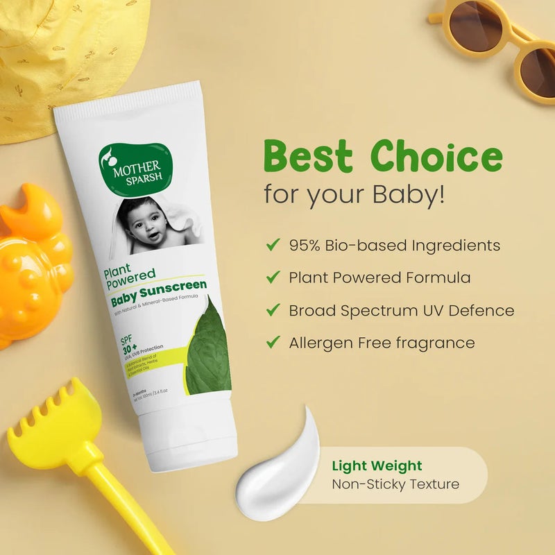 Mother Sparsh Plant Powered Baby Skin Sunscreen Lotion - 100gm - Image 3