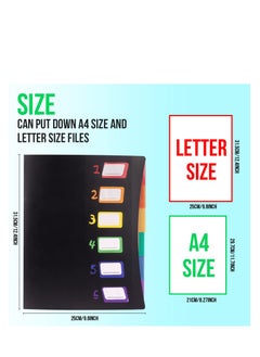 SYOSI 6 Pocket File Folder, File Organizer with 6 Colors Expanding File Folders and 6 Pcs Labels, Portable Accordion File Folder for A4 Size and Letter Size Files, for School Office  - Image 2