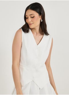 Plain Waistcoat with Button Detail