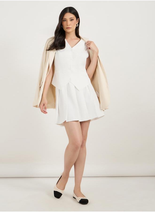 Styli - Plain Waistcoat with Button Detail - Image 1