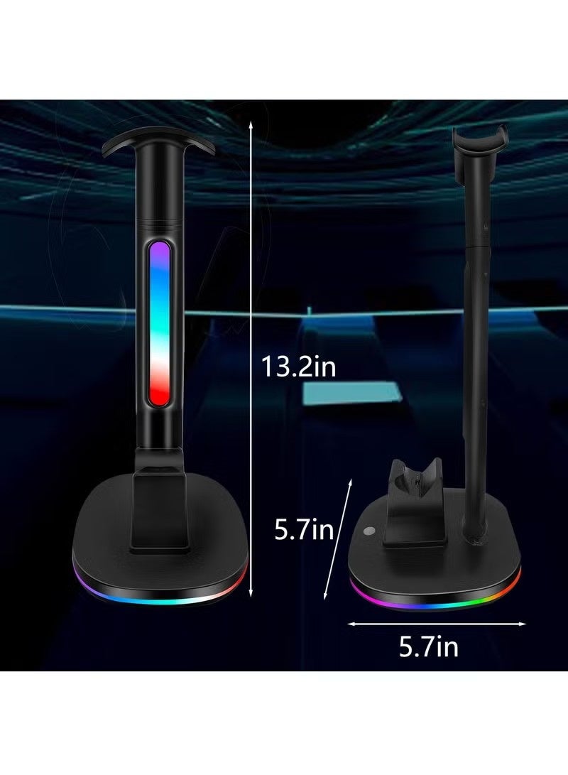 KIIUMI Controller Charging Station with RGB Headphone Stand for PS5 Controller,Charger Holder with 2 USB Charging Ports, Headset Stand for Playstation 5 Controller Charging Dock, Black - Image 4