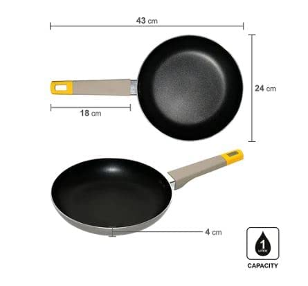 LAVNIK Non Stick Frying Pan Aluminium Dosa Tawa Omlette Egg Pan Induction Gas Fry Pan Fish Pan with Plastic long Handle Cooking Fry Pan Heavy Bottom Hand holding a frying pan Maggie Pasta Pan 24cm Diameter - Image 4