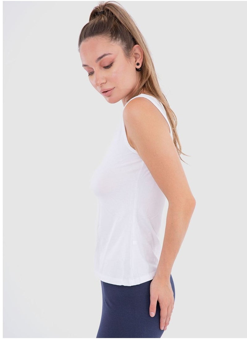 Mesery - Mesery  Cotton Stretch Plain Tank Top-WH - Image 1