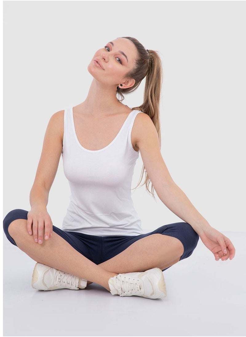 Mesery - Mesery  Cotton Stretch Plain Tank Top-WH - Image 1