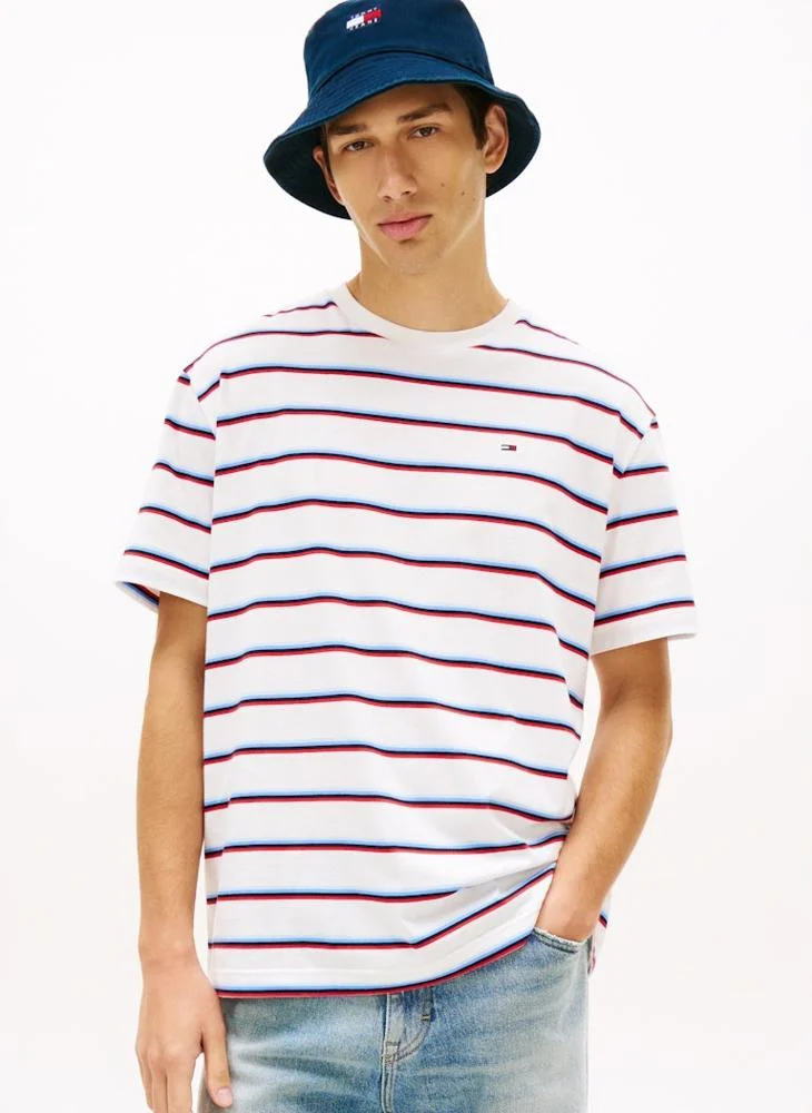 TOMMY JEANS  Hilfiger Flag Stripe Relaxed Jersey T-Shirt for Men | Best Price UAE