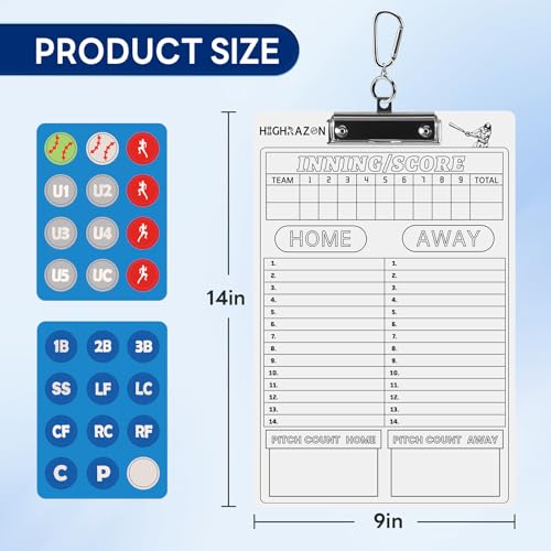 HIGHRAZON Magnetic Baseball Coaches Clipboard, White Double-Sided Dry Erase Coach Board, Tactics Whiteboard with Color Magnetic Sticker and 2 Marker for Coaches Gift - Image 3