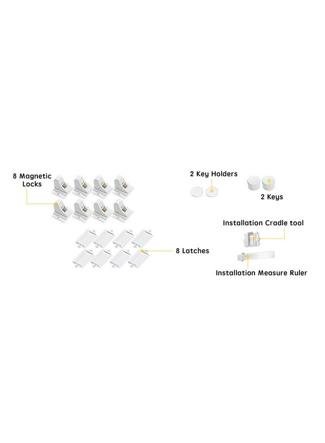Vmaisi Adhesive Magnetic Cabinet Locks for Babies (8 Locks and 2 Keys) - Image 2
