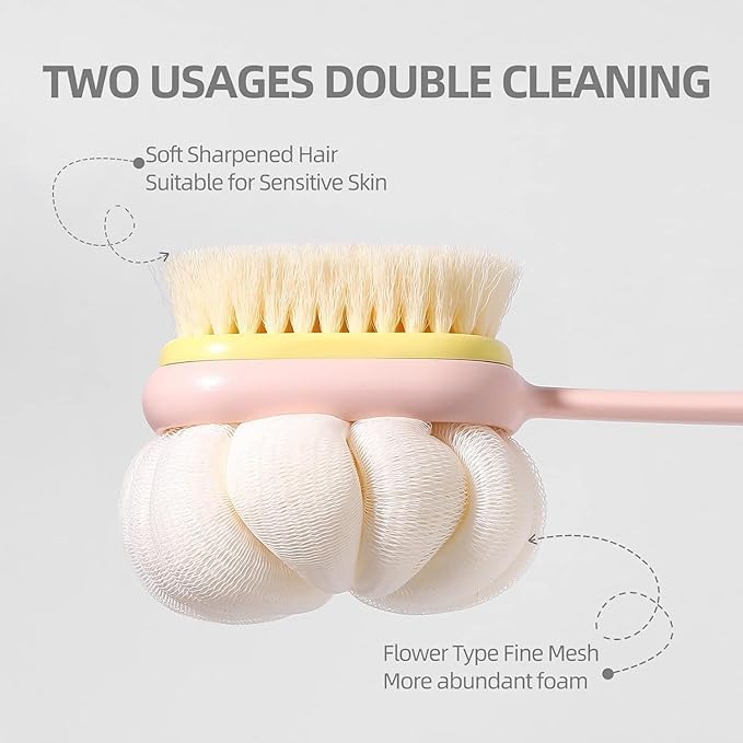 YONIMI Body Back Scrubber Body Cleaner Exfoliating Scrubbers, Bath Massage Cleaning Brush With Long Handle, Double Sided Bath Brush - Image 5