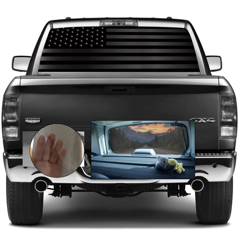 American Flag Decals for Trucks Rear Window Decal Truck Back Window Graphics Black GraySize 66 X 20