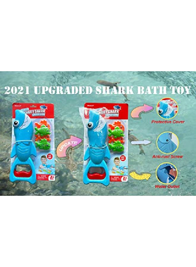 INvench Shark Grabber Baby Bath Toys 2021 Upgraded Blue Shark With Teeth Biting Action Include 4 Toy Fish Bath Toys For Boys Girls Toddlers - Image 3