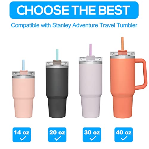 XANGNIER 6 Pack Multicolor Silicone Replacement Straws for Stanley 20 30 40 oz cup,Reusable Long Straw with Cleaning Brush for Stanley Quencher Adventure,for Stanley Cup Accessories - Image 2