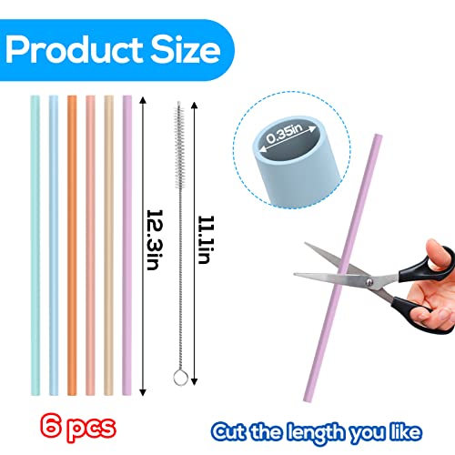 XANGNIER 6 Pack Multicolor Silicone Replacement Straws for Stanley 20 30 40 oz cup,Reusable Long Straw with Cleaning Brush for Stanley Quencher Adventure,for Stanley Cup Accessories - Image 5