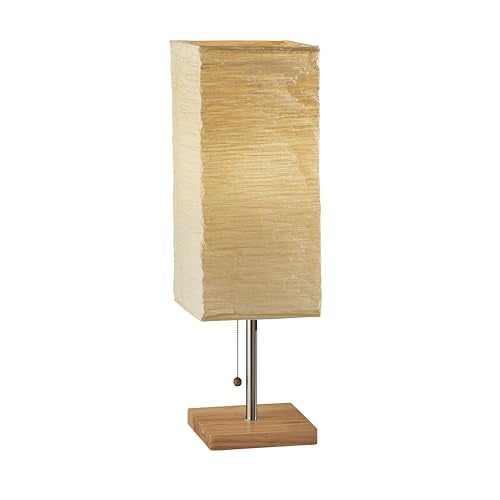Adesso 8021-12 Dune Table Lamp, 25 in., 100 W Incandescent/ 26W CFL, Natural Rubber Wood/Steel Accents, 1 Table Lamp , White - Image 1