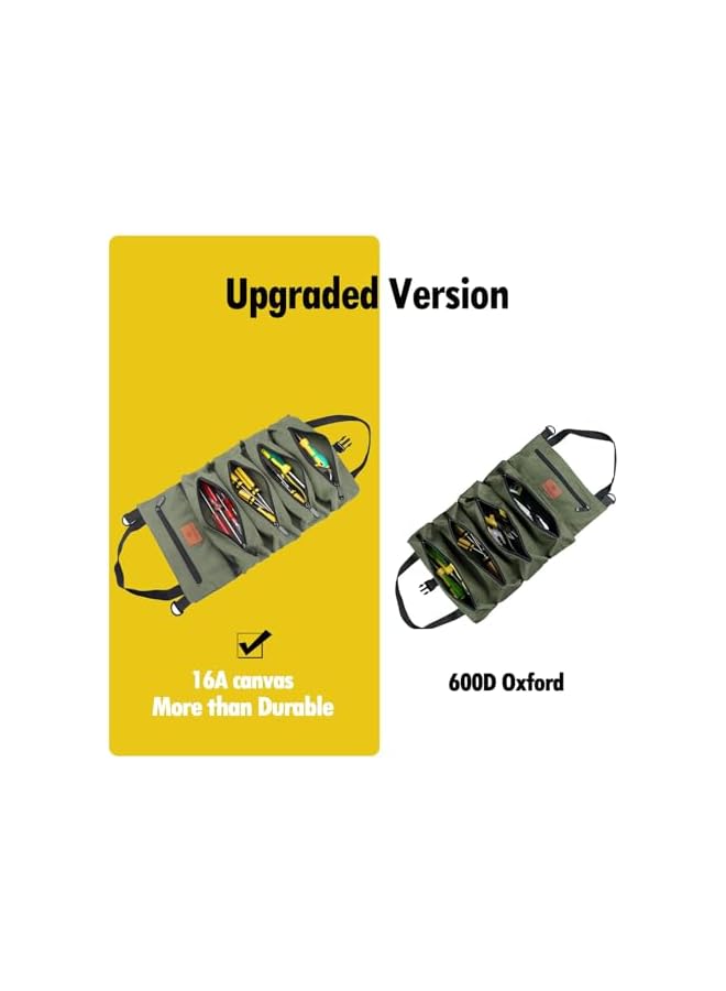 promass Tool Bag Roll Up, Multi-Purpose Roll Up Tool Bag, With 5 Tool Pouches, Wrench Roll Tool Roll Organizers For Mechanic, Car First Aid Kit Wrap Roll Storage Case, Camping Gear - Image 5