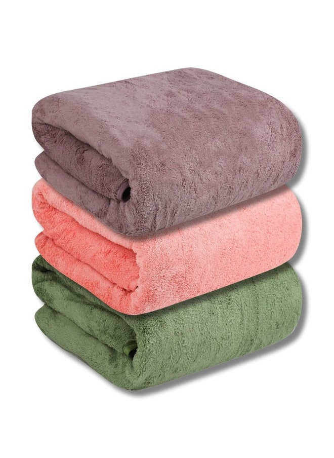 Fezora Green & Mauve 3-Piece 450 GSM Bath Towel Set - Image 1