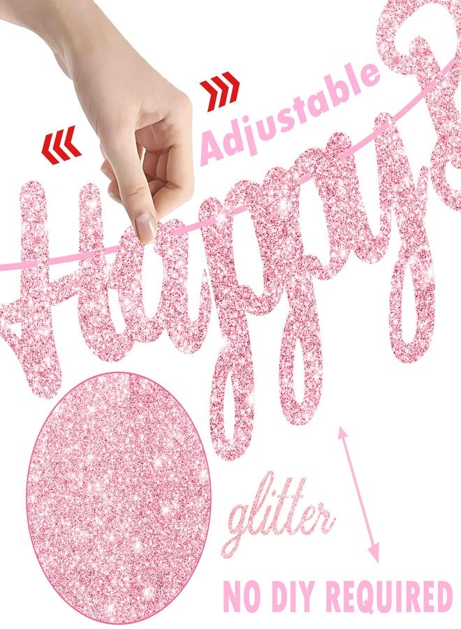 umoni Wildflowers Happy Birthday Banners 3Pcs Pink Butterfly Theme Party Decorations for Women Girl Spring Birthday Baby Shower Supplies - Image 3