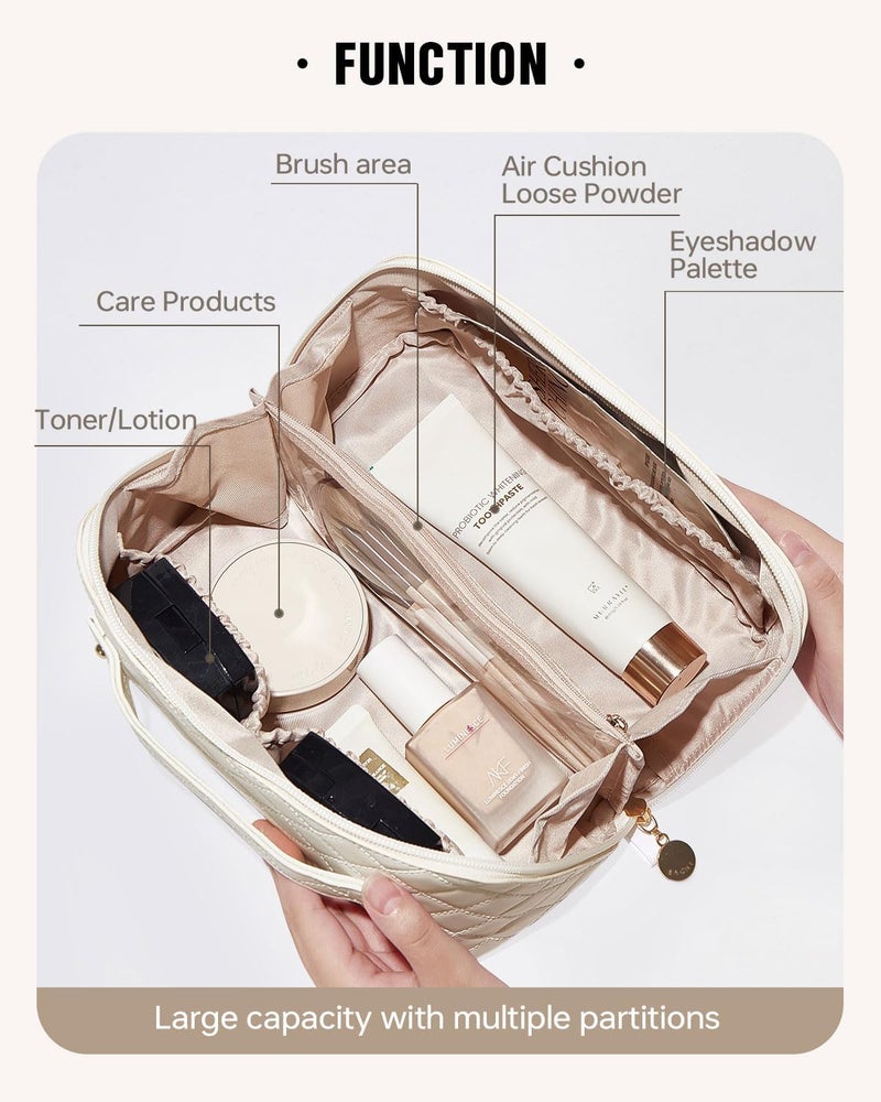 EACHY Travel Makeup Bag,Large Capacity Cosmetic Bags for Women,Waterproof Portable Pouch Open Flat Toiletry Bag Pattern Makeup Bag - Image 2