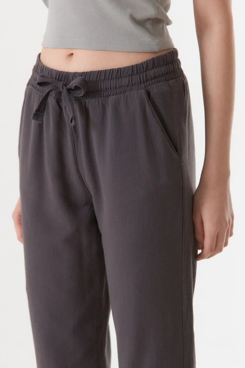 FullaModa FullaModa Linen Trousers with Tassels and Elastic Waist