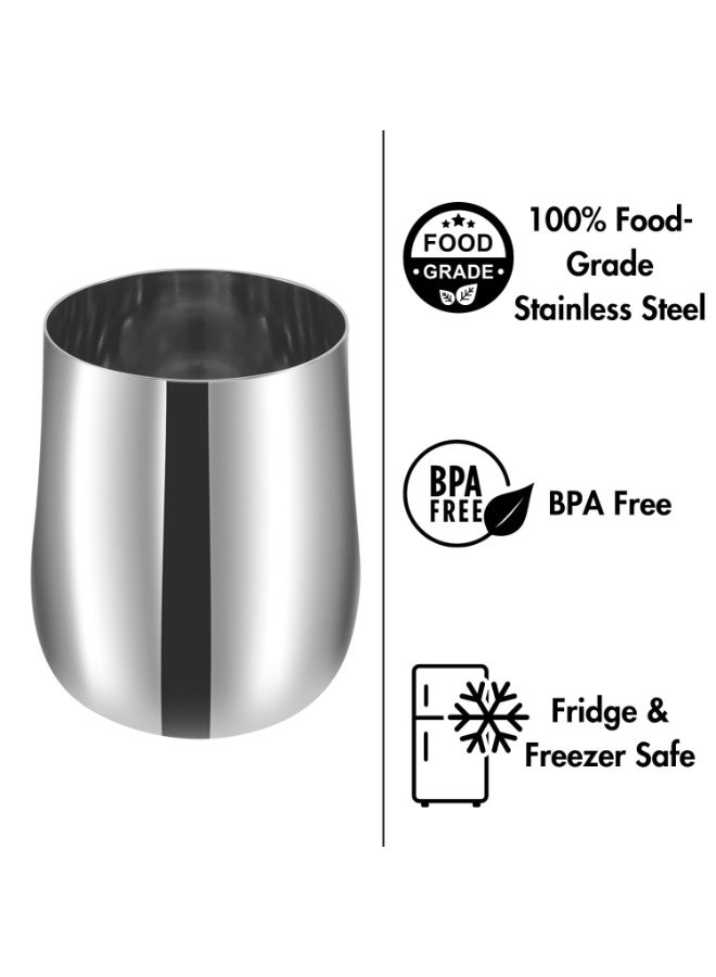 Kraft Madhur Stainless Steel Glass Set of 6 | 400ml Each | Mirror Finish | Food Grade & Scratch Resistant | Juice & Water Glasses | Serving Tumblers | 2 Year Warranty - Image 4