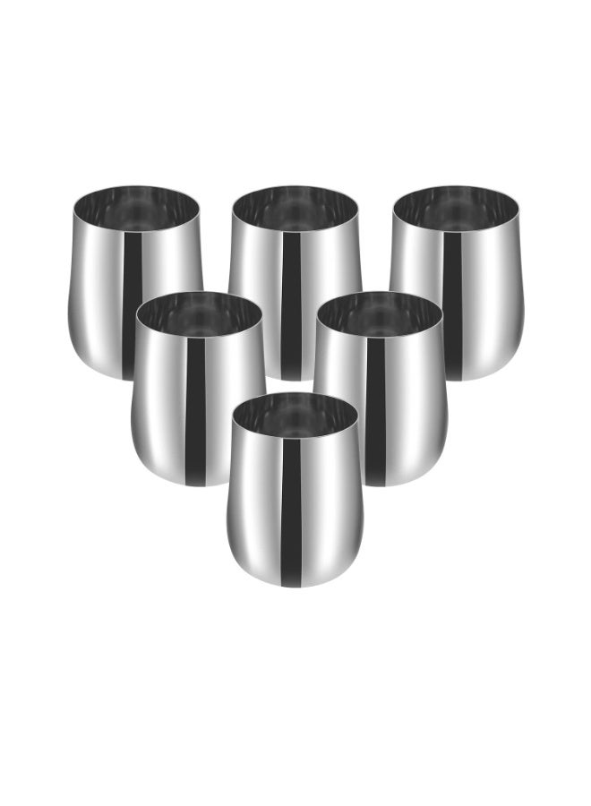 Kraft Madhur Stainless Steel Glass Set of 6 | 400ml Each | Mirror Finish | Food Grade & Scratch Resistant | Juice & Water Glasses | Serving Tumblers | 2 Year Warranty - Image 2