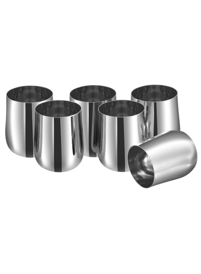 Kraft Madhur Stainless Steel Glass Set of 6 | 400ml Each | Mirror Finish | Food Grade & Scratch Resistant | Juice & Water Glasses | Serving Tumblers | 2 Year Warranty - Image 1