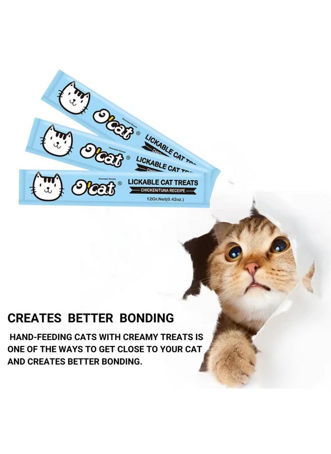 Pets Empire - Lickable Cat Treat (Pack Of 2 X 5 Sticks) Real Chicken & Tuna | All Life Stages Creamy Cat Treats | Rich Protein Low Fat | Premium Reward & Training Treat | Highly Digestible (120G) - Image 1