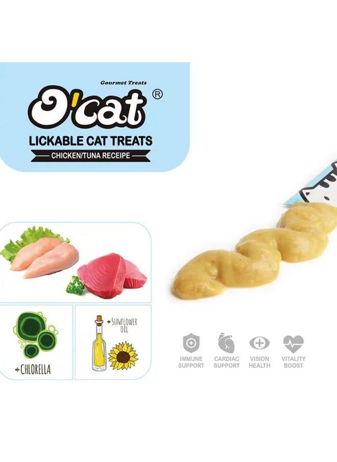 Pets Empire - Lickable Cat Treat (Pack Of 2 X 5 Sticks) Real Chicken & Tuna | All Life Stages Creamy Cat Treats | Rich Protein Low Fat | Premium Reward & Training Treat | Highly Digestible (120G) - Image 1