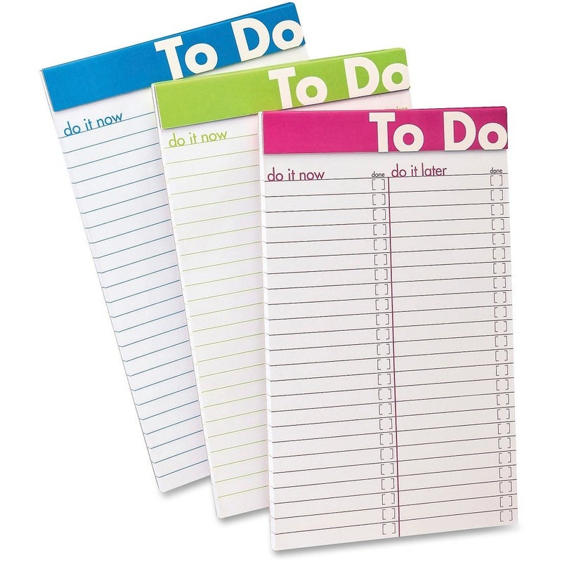 to Do List Notepad 5x8 50Shts Color Rld 6PK AST Sold as 1 Package
