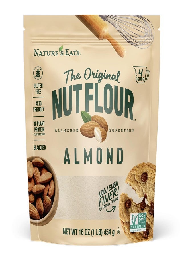 Nature’s Eats Superfine Almond Flour - Finely Sifted, Blanched Gluten Free Nut Flour for Bread, Pancake Mix, Muffins, Low Carb & Vegan Baking - 16 oz