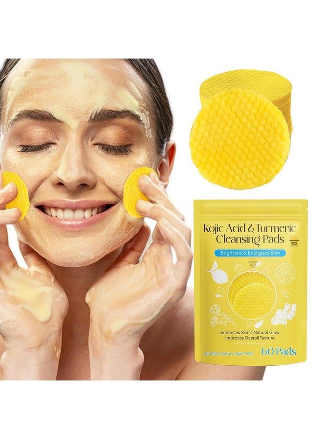 ITUSHA (60 Pieces | Pack of 1) Turmeric & Kojic Acid Face Cleansing Pads for Dark Spots, Skin Brightening & Acne Prevention | Vitamin C, Retinol & Chamomile Hydrolat | For Women & Men | All Skin Type - Image 1