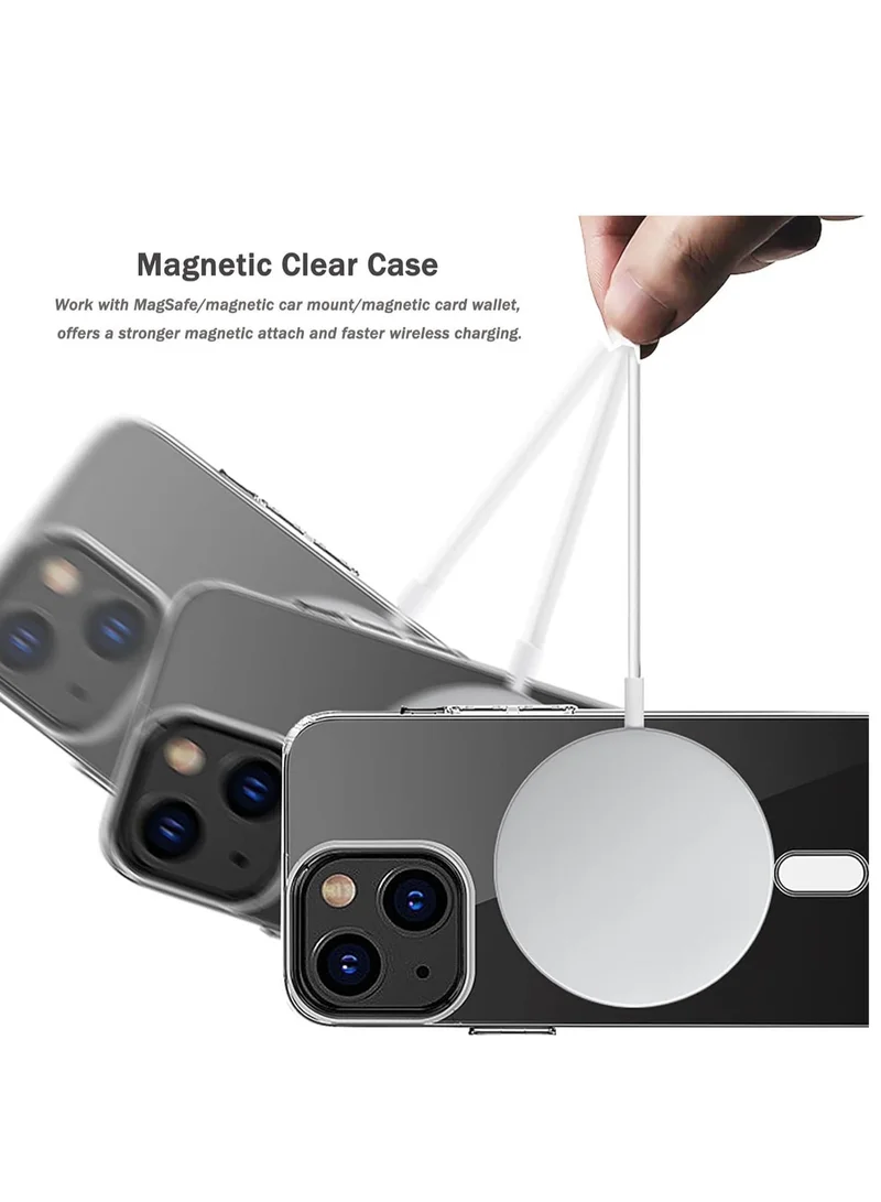 BluePeak Essentials BluePeak iPhone 15 Plus Magsafe Clear Cover Magnetic Wireless Charging Support, Shockproof Protection, Scratch-Resistant (Clear)