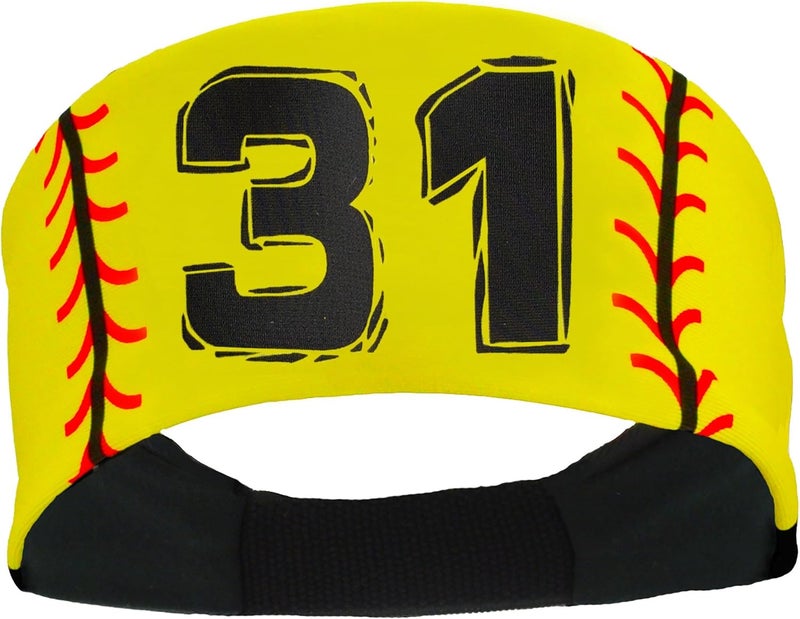 MadSportsStuff Softball Headband for Girls with Jersey Number (Numbers 00-39) - Image 1
