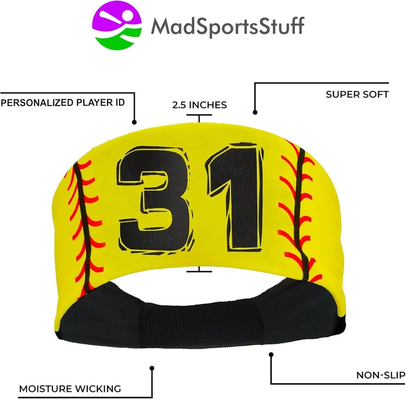 MadSportsStuff Softball Headband for Girls with Jersey Number (Numbers 00-39) - Image 4
