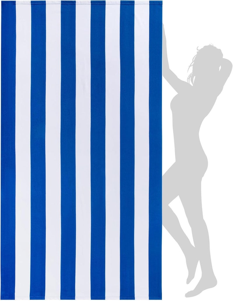WILFA Extra Large Beach Towel - Oversized Mircofiber Beach Towel 40'' x 70'', XL Striped Lightweight Pool Towel, Big Cabana Swim Travel Towel for Adults Mens Women,Navy Blue - Image 1