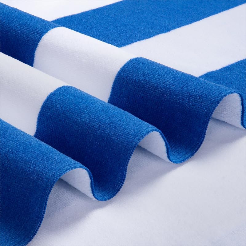 WILFA Extra Large Beach Towel - Oversized Mircofiber Beach Towel 40'' x 70'', XL Striped Lightweight Pool Towel, Big Cabana Swim Travel Towel for Adults Mens Women,Navy Blue - Image 3