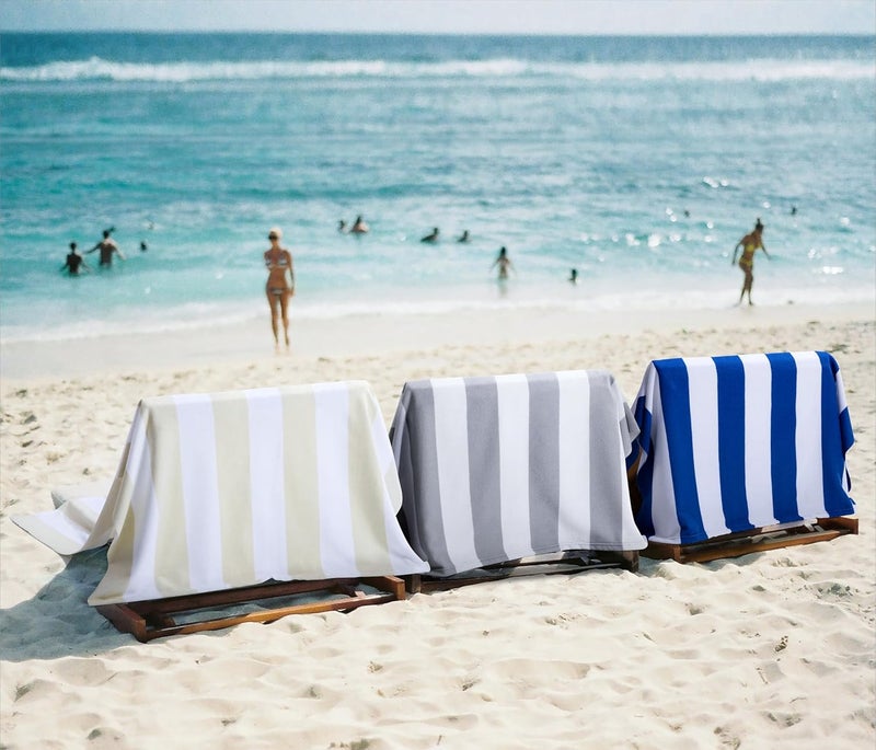 WILFA Extra Large Beach Towel - Oversized Mircofiber Beach Towel 40'' x 70'', XL Striped Lightweight Pool Towel, Big Cabana Swim Travel Towel for Adults Mens Women,Navy Blue - Image 5