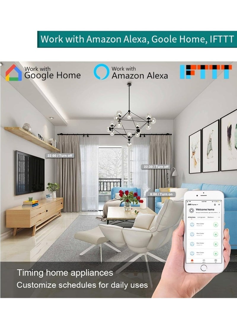 Halamine 4 PCS WiFi Smart Plug, 16A Smart Outlet for Home Appliances, Compatible with Google Home and Alexa, with Remote Control and Voice Control (No Hub Required) - Image 4