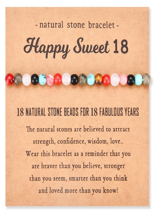 FIEEFX 18th Birthday Gifts for Girls, 18 Year Old Girl Birthday Gifts, Natural Beads Stone Birthday Bracelet Gifts for 18 Year Old Girl, Happy 18th Birthday Card for Girls Her, 5-11 - Image 1