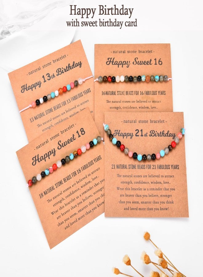 FIEEFX 18th Birthday Gifts for Girls, 18 Year Old Girl Birthday Gifts, Natural Beads Stone Birthday Bracelet Gifts for 18 Year Old Girl, Happy 18th Birthday Card for Girls Her, 5-11 - Image 3
