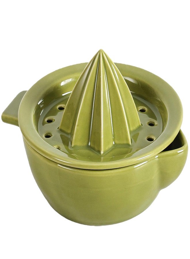 Tuioyoc Ceramic Citrus Lemon Orange Juicer Manual Squeezer, Hand Juicer Reamer Rotation Press with 6.8oz Bowl & Strainer Lid, Spout, Handle, Dishwasher Safe, Easy to Clean (Green) - Image 1