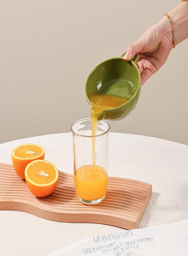 Tuioyoc Ceramic Citrus Lemon Orange Juicer Manual Squeezer, Hand Juicer Reamer Rotation Press with 6.8oz Bowl & Strainer Lid, Spout, Handle, Dishwasher Safe, Easy to Clean (Green) - Image 5