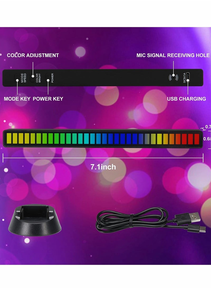 Y&D - RGB Sound Control Light, 2 Pcs Rechargeable Voice-Activated Pickup Rhythm Creative Colorful LED Ambient 32 Bit Music for Car Laptop Party Outdoor Gaming - Image 1