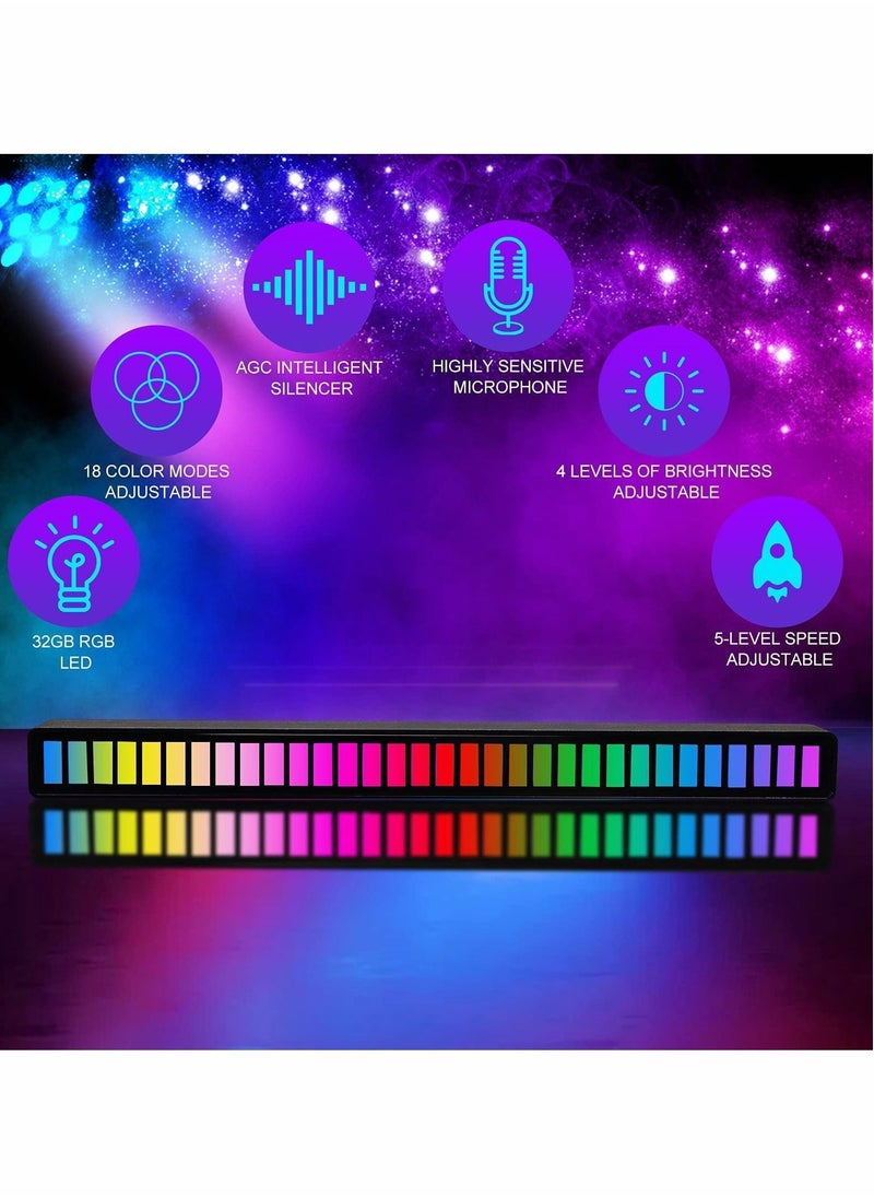 Y&D RGB Sound Control Light, 2 Pcs Rechargeable Voice-Activated Pickup Rhythm Creative Colorful LED Ambient 32 Bit Music for Car Laptop Party Outdoor Gaming  - Image 3