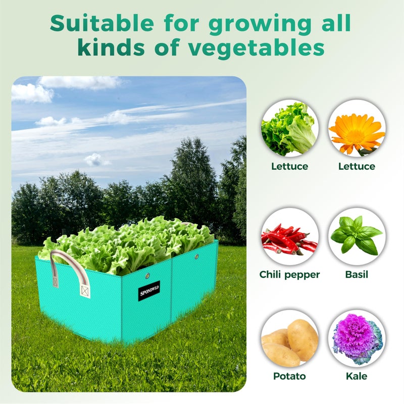 SPONDWILD Rectangle Grow Bags - 2 Pcs 10 Gallon Pots Compatible Potato Planter, PE Rectangle Planter for Growing Fruit and Vegetables, Green - Image 3