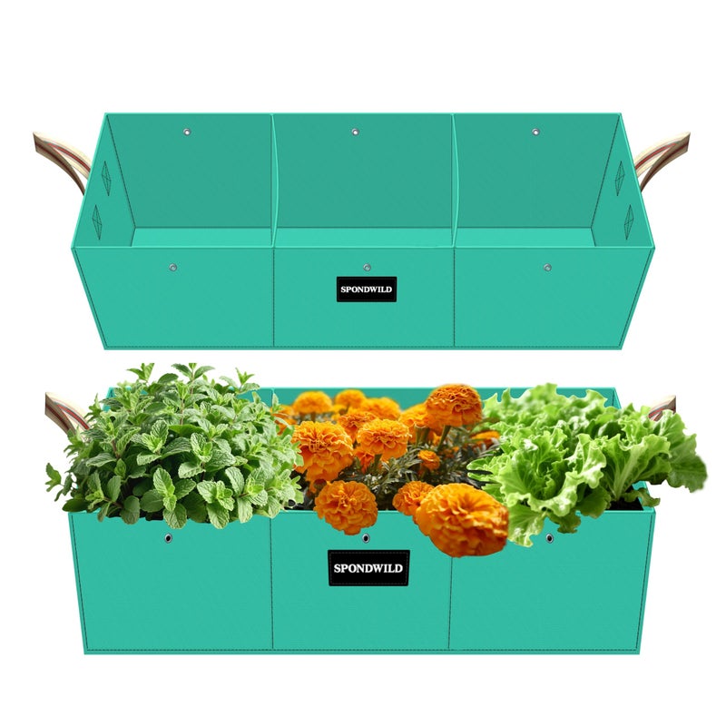 SPONDWILD Rectangle Grow Bags - 2 Pcs 10 Gallon Pots Compatible Potato Planter, PE Rectangle Planter for Growing Fruit and Vegetables, Green - Image 1