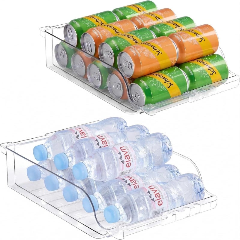 BIINONE Adjustable Soda Can Dispenser for Refrigerator Expandable Width PET Drink Organizer Stackable SpaceSaving Fridge Organizer for Cans Bottles 2 Pack - Image 2