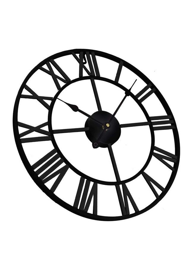 Timelike Large Decorative Wall Clock European Industrial Roman Numeral Metal Wall Clock Home Decor Ideal For Living Room Kitchen And Den (Black 24") - Image 4